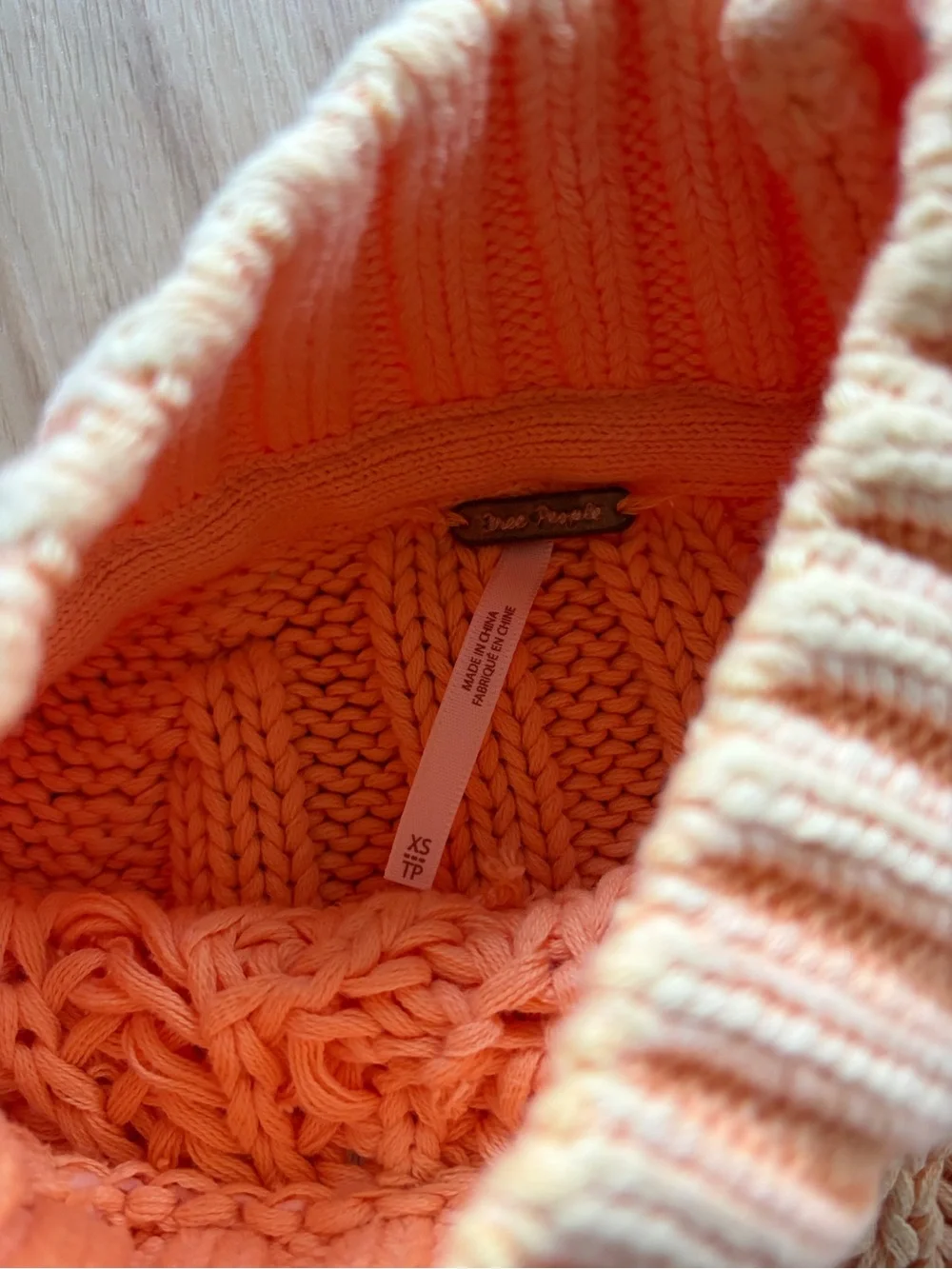 Free People Chunky Rib Knit Mock Neck Pullover Orange Sweater